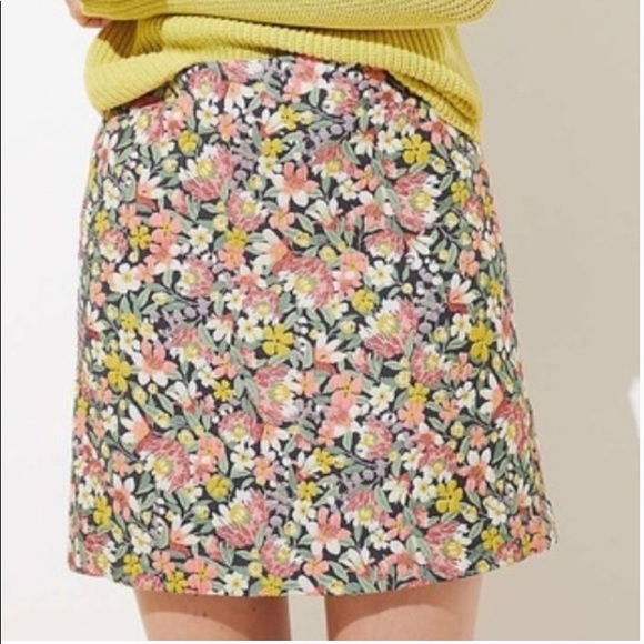 Loft Colorful Floral textured Skirt - Picture 6 of 6